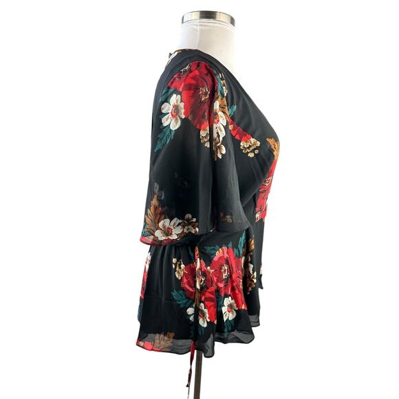 NWT City Chic Valencia Faux Wrap Tie Babydoll Blouse Floral Top Plus Size M 18 - Picture 9 of 14